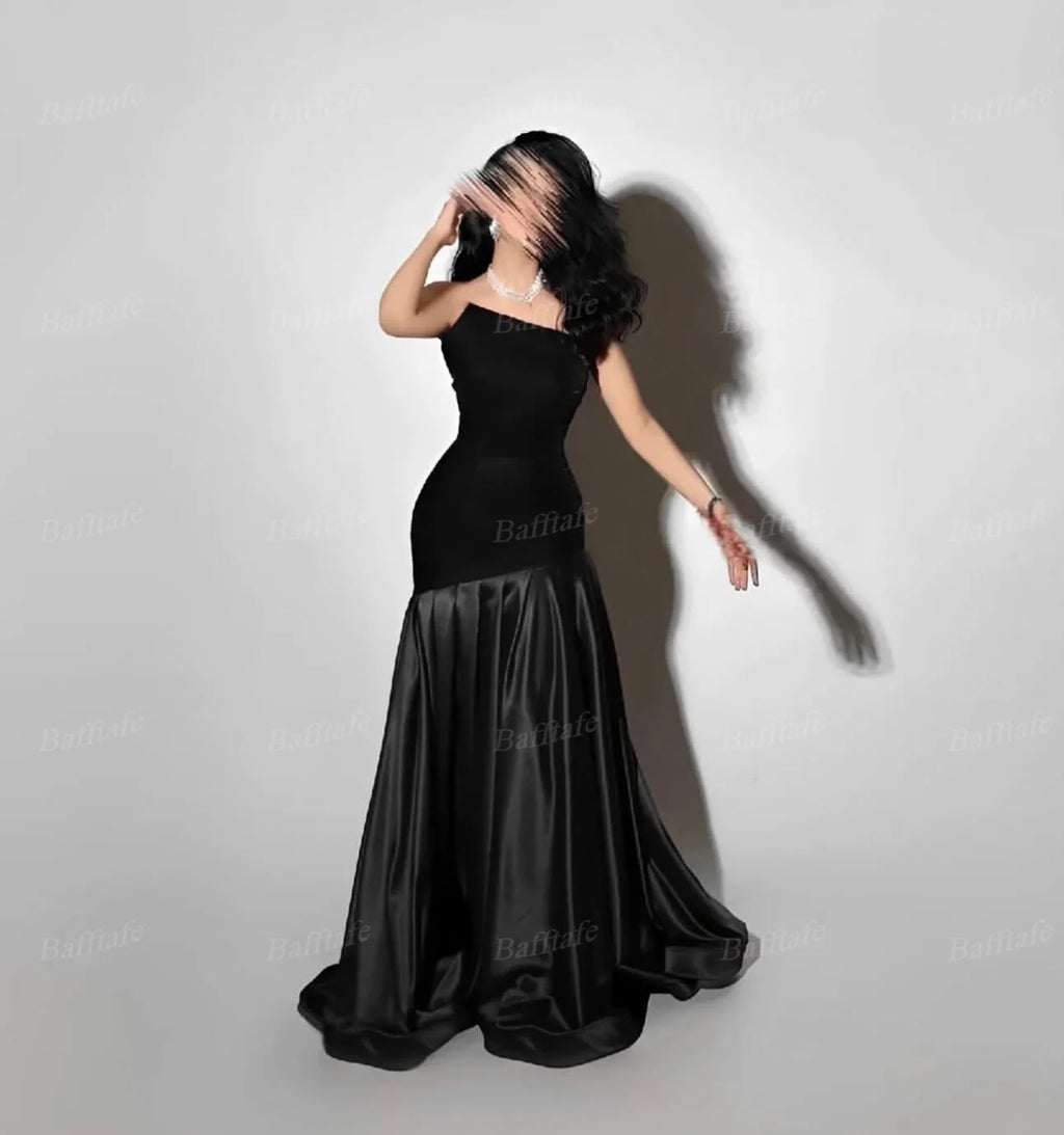 Bafftafe Purple Velvet Satin Formal Evening Dresses Customized Mermaid Arabia Fishtail Prom