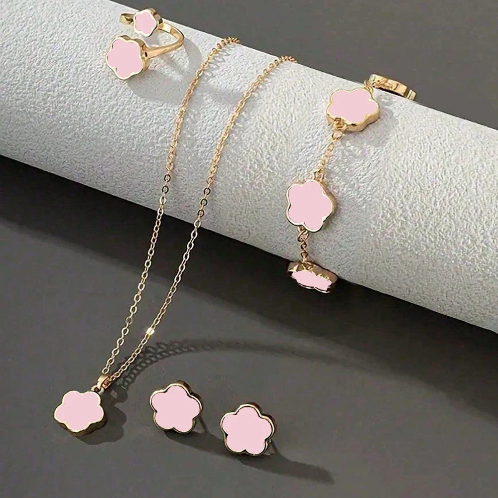 Women's Lucky Clover Jewelry Set – Bracelet, Earrings & Necklace