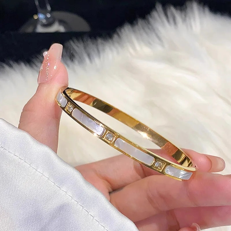 8-piece stainless steel rhinestone bracelet set — elegant for everyday and holiday