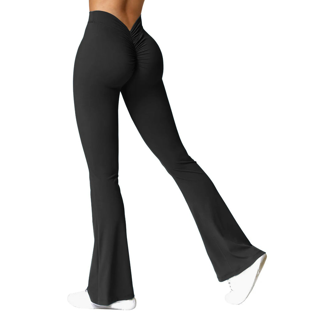 Fashion Micro Horn Women’s Leggings – High-Waist V-Back, Push-Up Gym & Casual Slim Pants