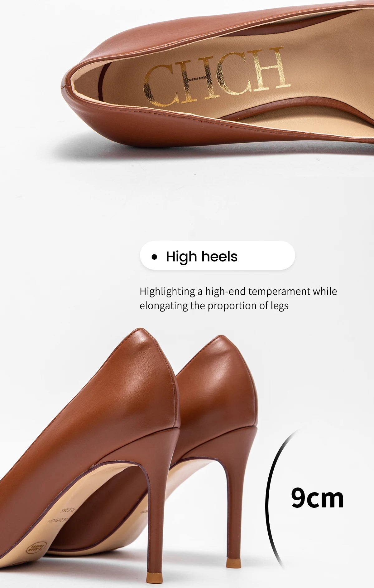 Women's High Heels New Pointed Metal Buckle Party Carnival Women's Shoes 9cm