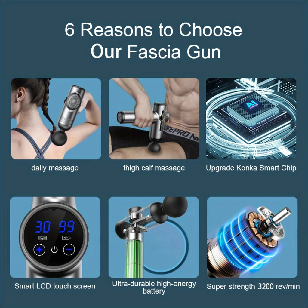 Portable Fascia Massage Gun – Vibration Therapy for Body, Neck & Back