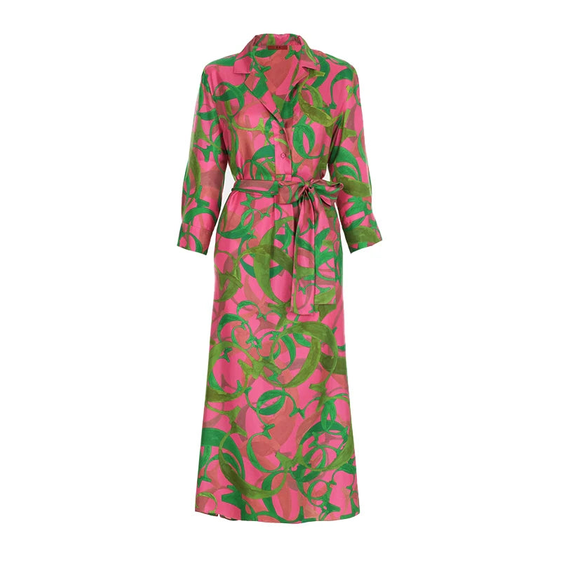 Women's Dress High Grade Elegant Party Long Sleeved Dress Single Breasted Lace Up Design Casual