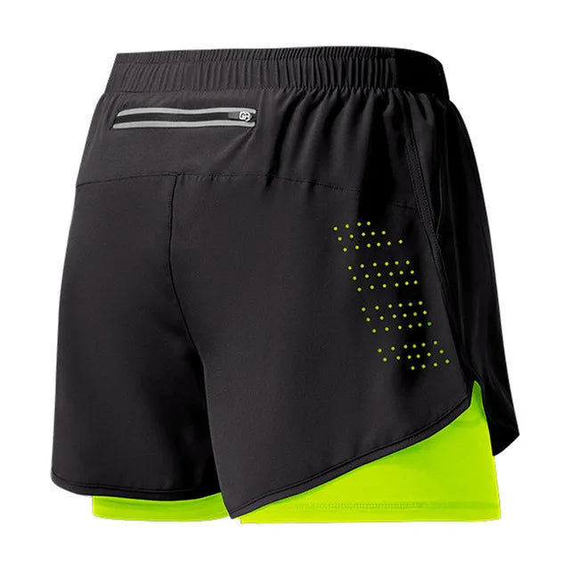 Men’s Quick-Dry Running Shorts – Black Double-Layer Sport & Training Pants