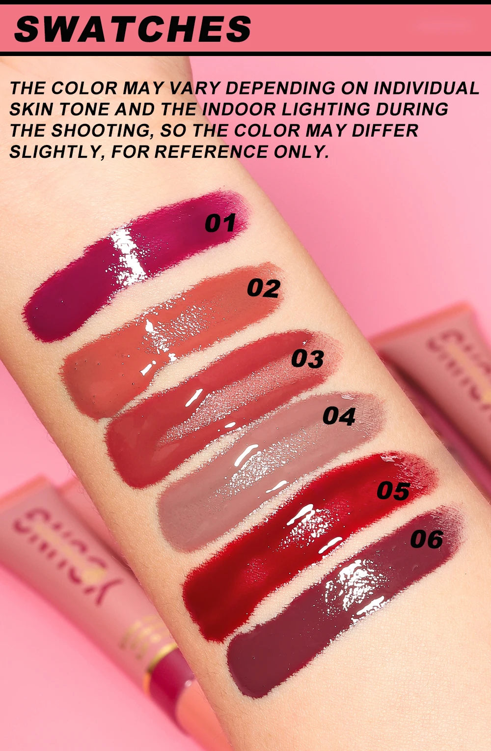 YOUNG VISION 6-Color Liquid Lip Gloss – Brightening, Moisturizing with Plush Brush