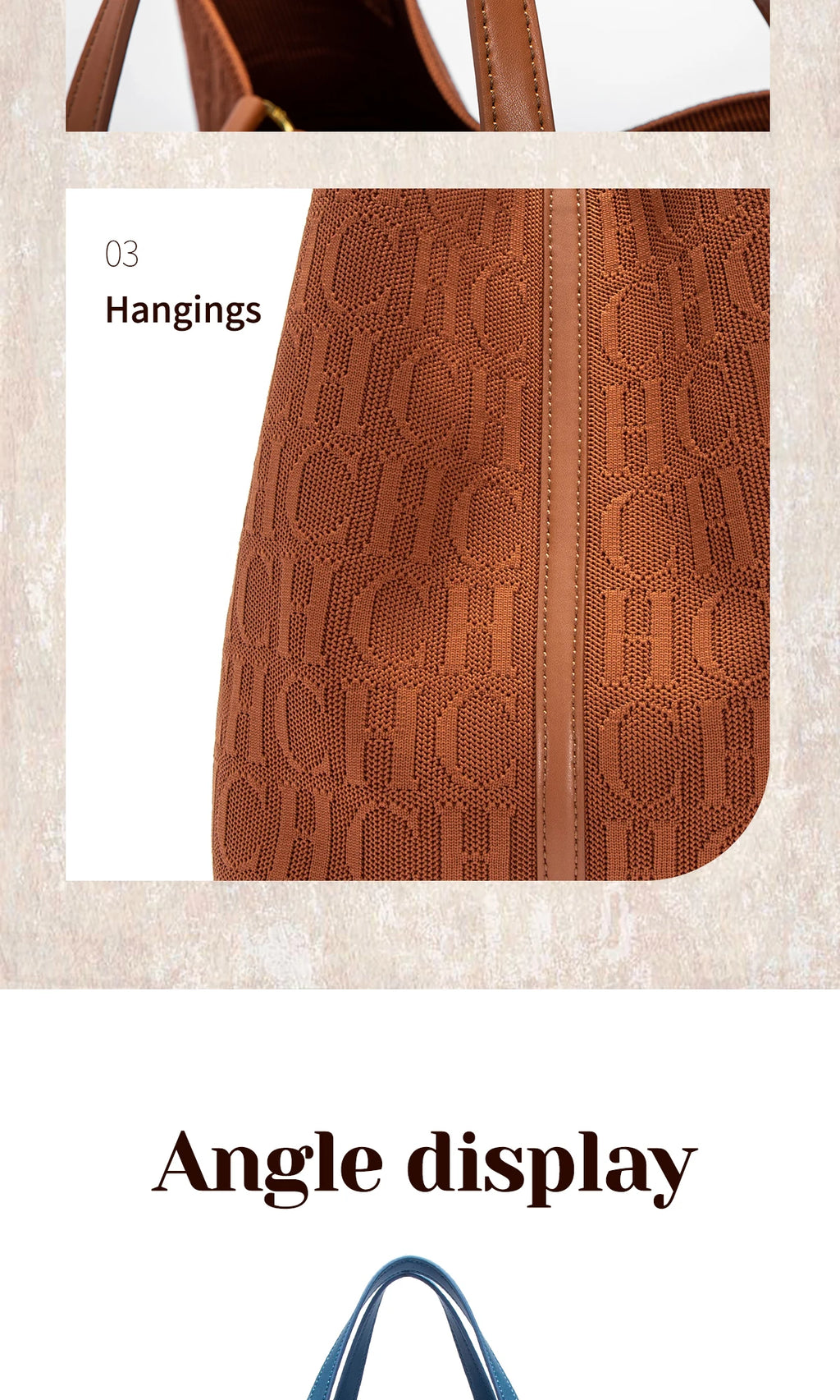 Tote Bag New Large Capacity Black Simple Knitted Shopping Bag 27*20*28cm