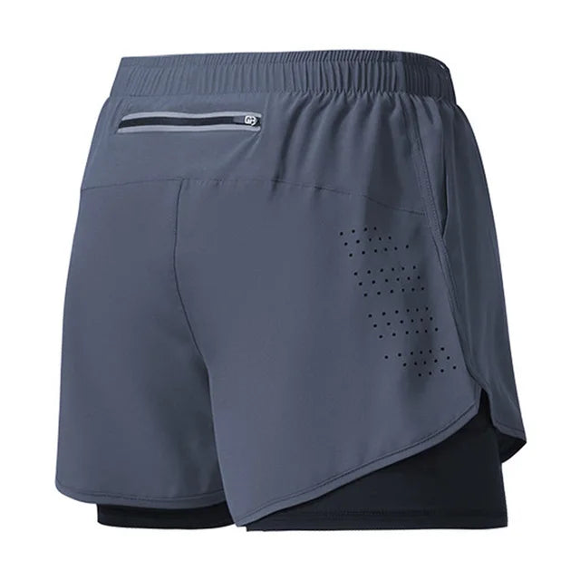 Men’s Quick-Dry Running Shorts – Black Double-Layer Sport & Training Pants