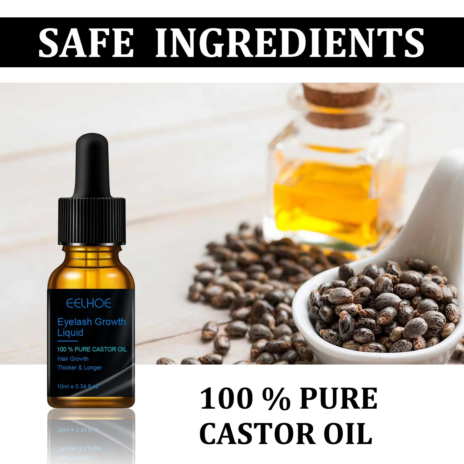 Natural Castor Oil Serum – Eyebrow & Eyelash Growth & Thickening
