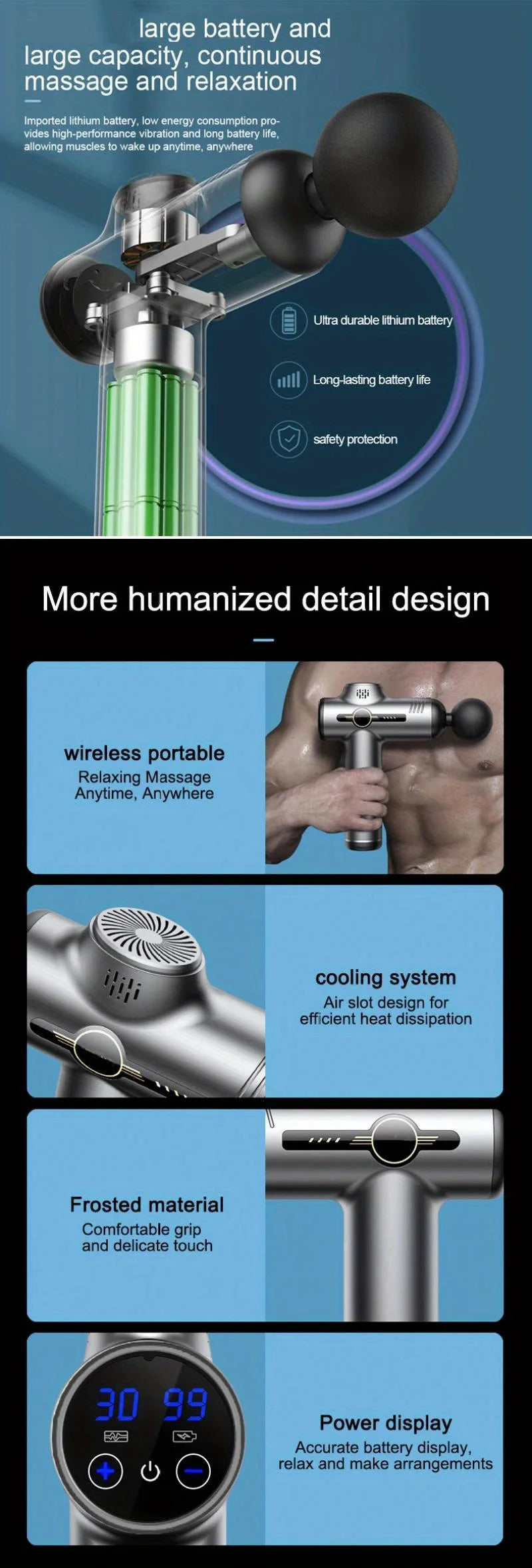 Portable Fascia Massage Gun – Vibration Therapy for Body, Neck & Back