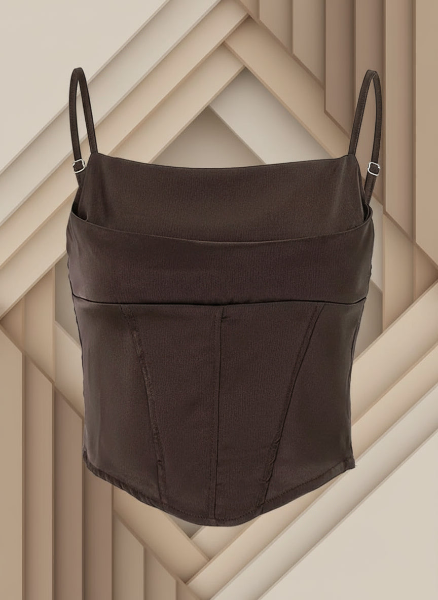 Women’s Lace-Up Crop Top – Backless Spaghetti Strap Style