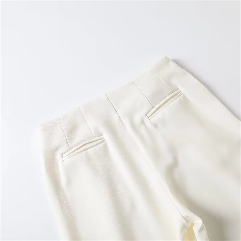 Women's versatile belt decoration long sleeved suit jacket new fashionable high waisted pleated pants casual pants