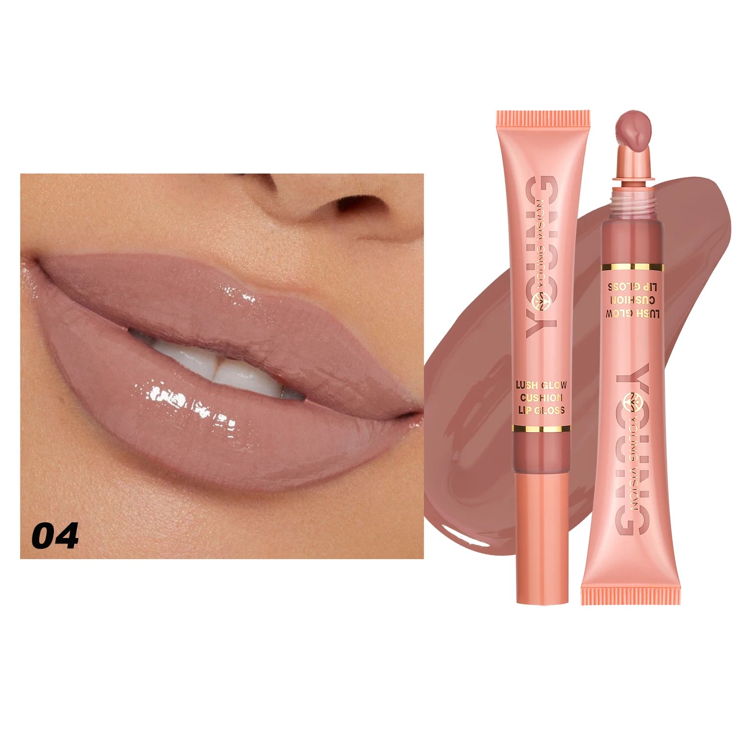 YOUNG VISION 6-Color Liquid Lip Gloss – Brightening, Moisturizing with Plush Brush