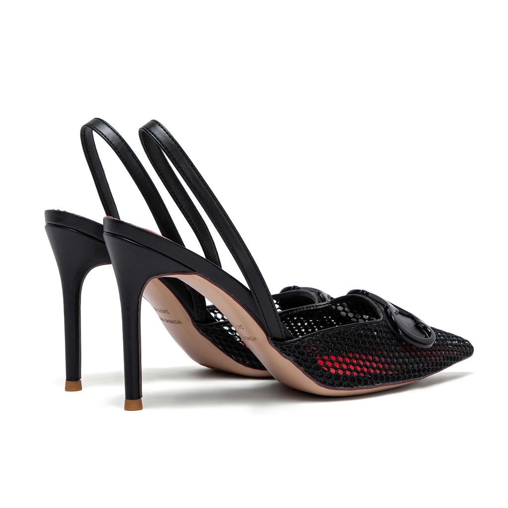 Women's High Heels Breathable Mesh Black Business Sandals 9cm
