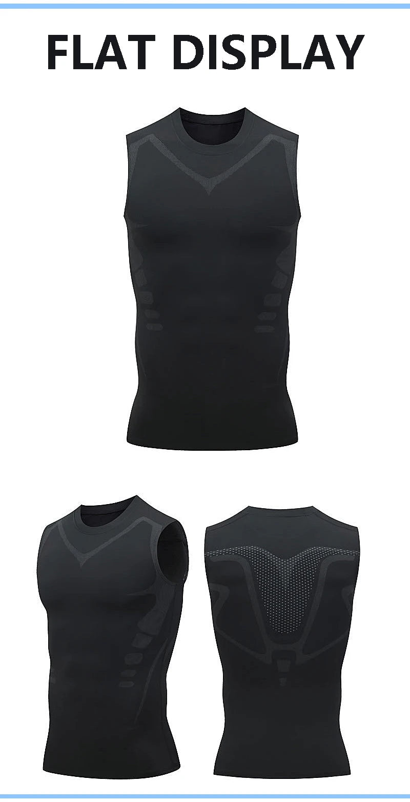 Men’s Sci-Fi Print Black Sports Vest – Quick-Dry, Elastic Round Neck