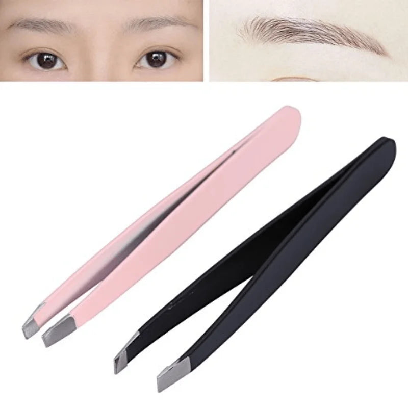 Stainless steel eyebrow tweezers for precise hair removal and shaping, durable and comfortable grip