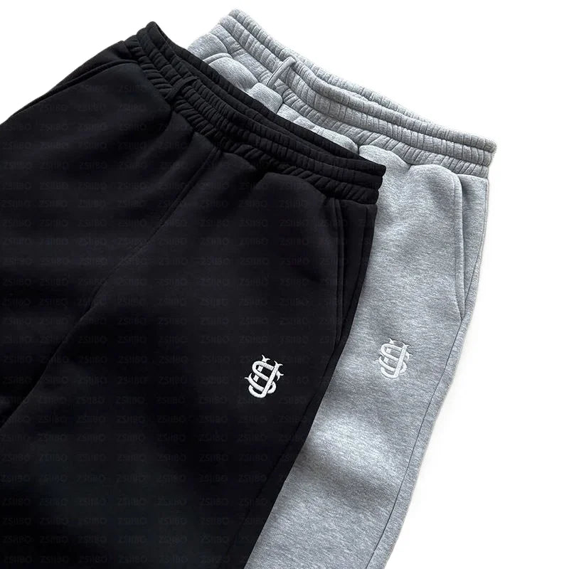 Y2K Style Jogger Sweatpants with Embroidery, Wide Leg, Pockets, and Men's Hoodie