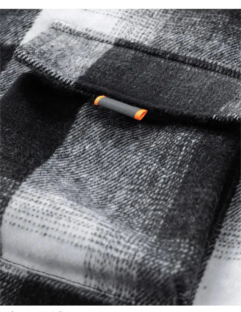 Men's Plus Size 7XL-8XL Hooded Shirt Jacket – Cotton Plaid, Loose Fit, 2-in-1 Style