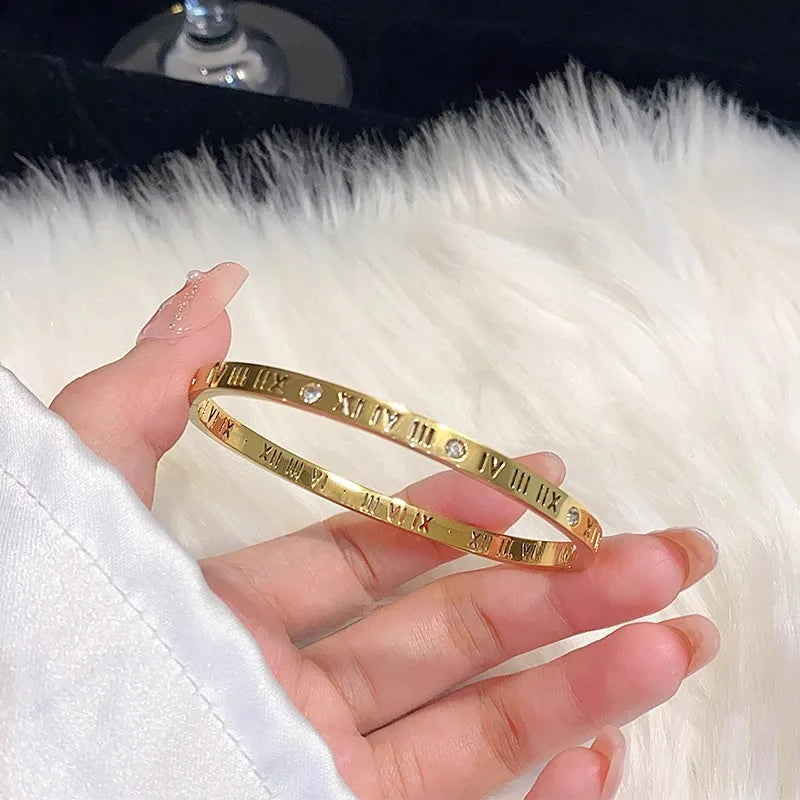 8-piece stainless steel rhinestone bracelet set — elegant for everyday and holiday