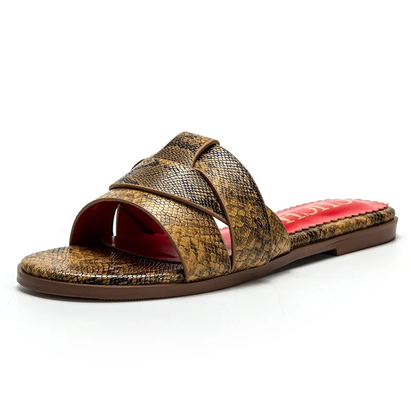 Women's Slippers Simple Cross Belt Design Beach Shoes