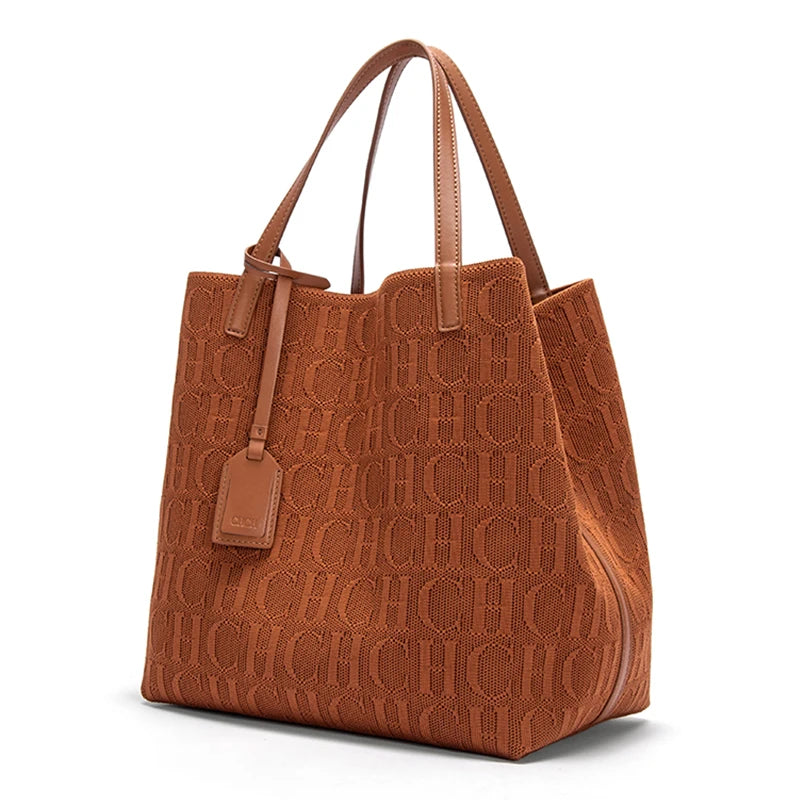 Tote Bag New Large Capacity Black Simple Knitted Shopping Bag 27*20*28cm