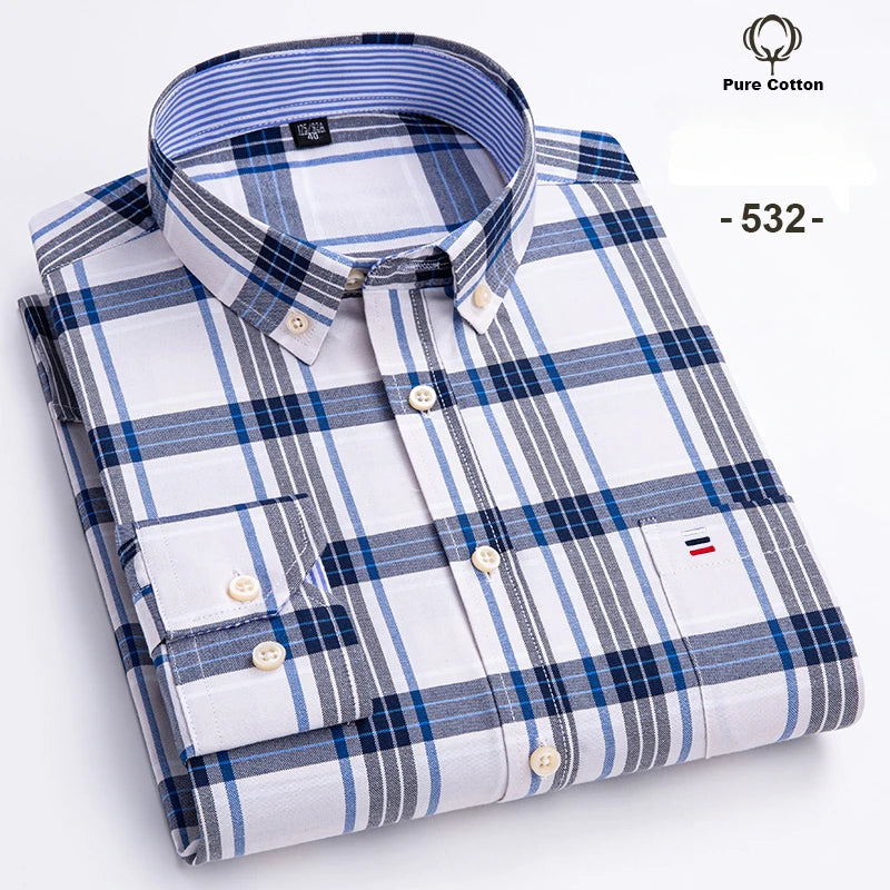 Men's 7XL Oxford Shirt – 100% Cotton, Slim Fit, Soft & Elegant Casual Designer Wear