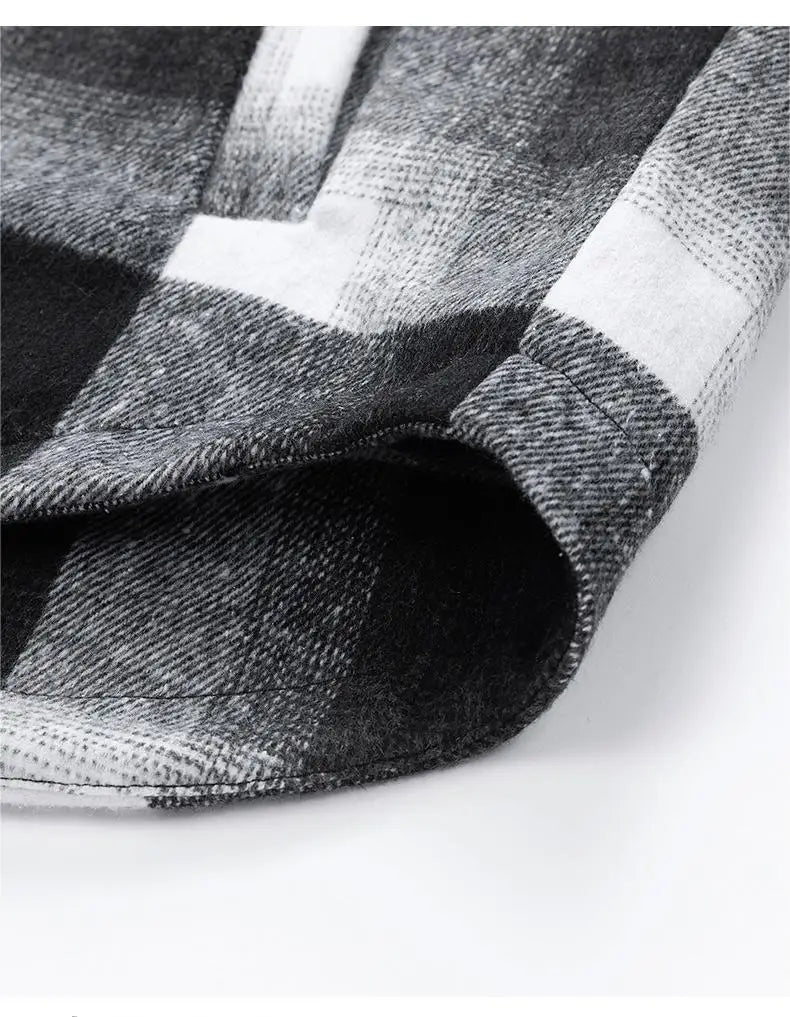 Men's Plus Size 7XL-8XL Hooded Shirt Jacket – Cotton Plaid, Loose Fit, 2-in-1 Style