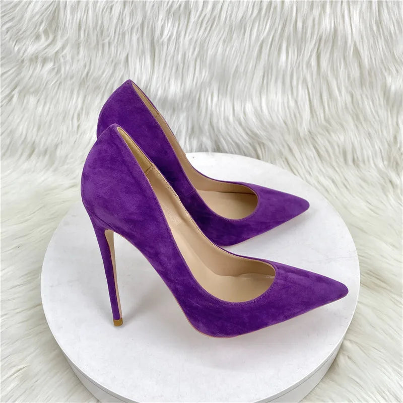 Star Style Suede Pumps, 8–12cm, Purple, Wedding