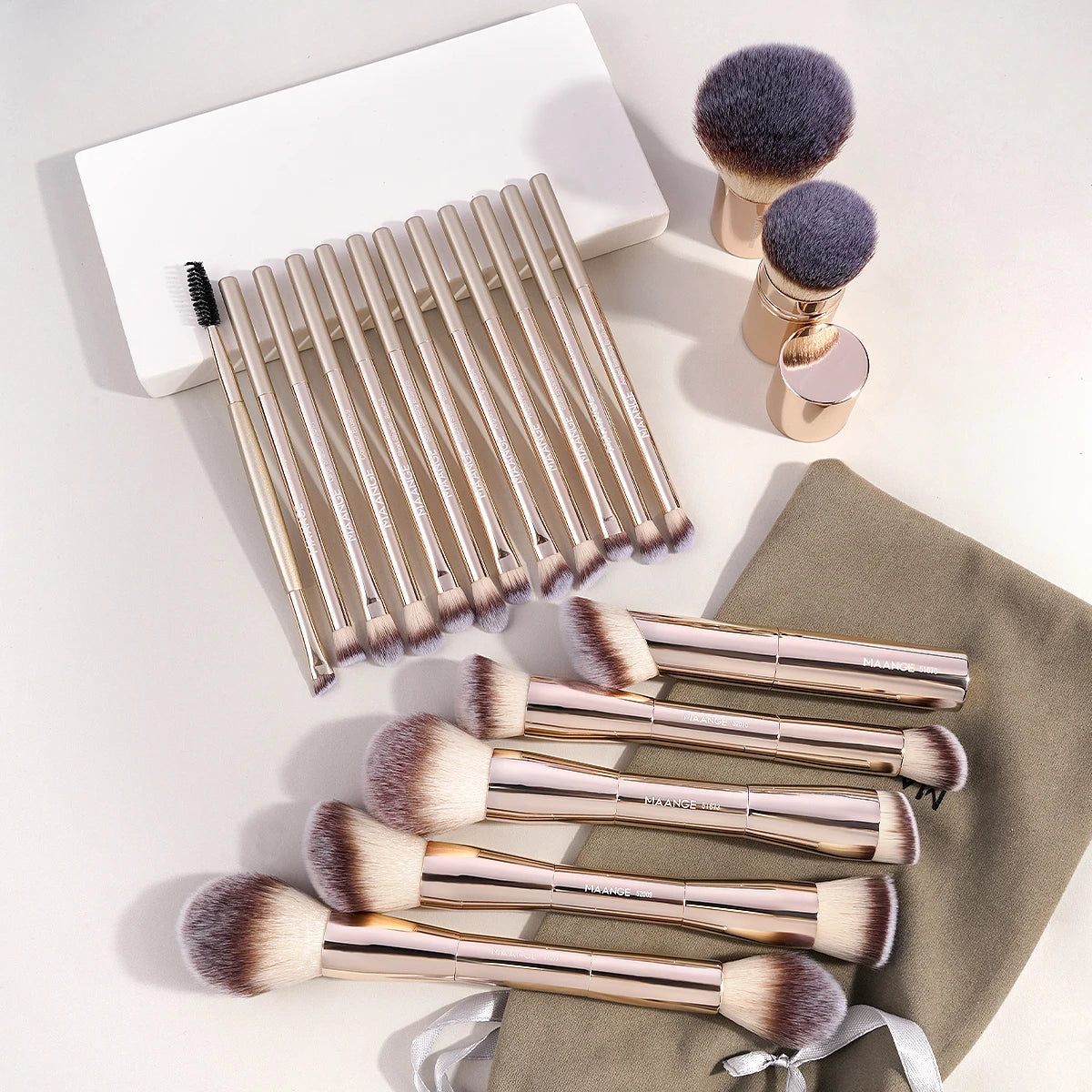 20-Piece Pro Makeup Brush Set – Double-Ended for Foundation, Blush & Eyeshadow