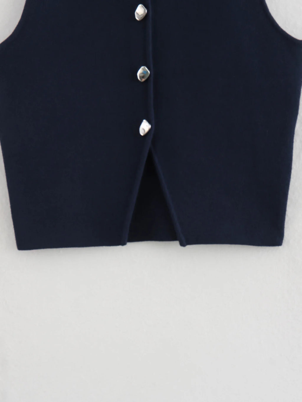 Pink sleeveless knit vest for women, cropped sweater top, yellow button design, streetwear waistcoat, stylish knitwear