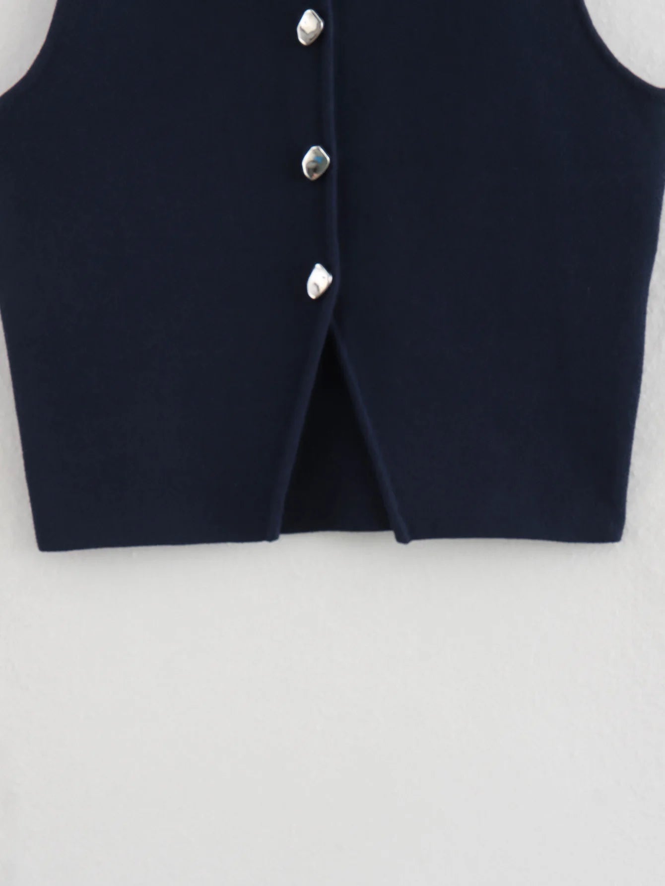 Pink sleeveless knit vest for women, cropped sweater top, yellow button design, streetwear waistcoat, stylish knitwear