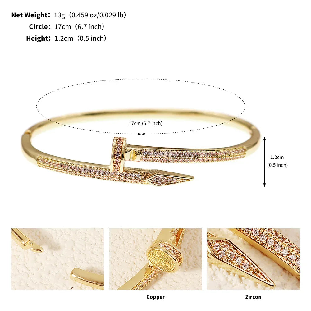 Jewelry Nail Bracelets Trendy Bracelet Zircon Screw Bracelet For Women Everyday Party Festive Jewelry As Gifts
