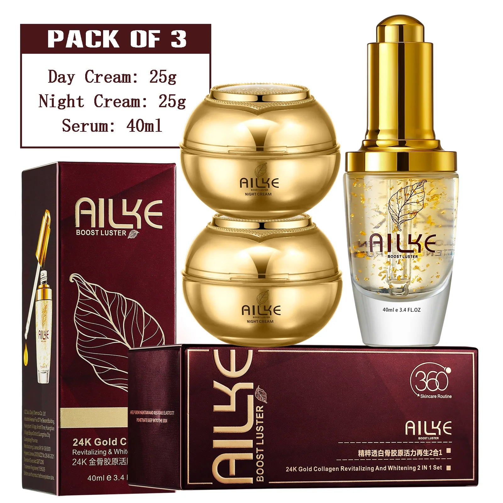AILKE Whitening Skin Care Set to Reduce Wrinkles, Dark Spots, and Even Skin Tone for Women