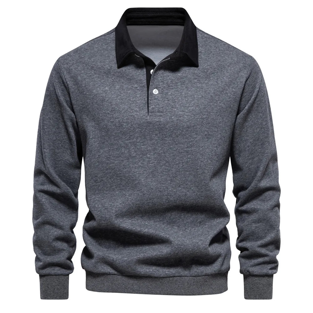 Long-Sleeved Polo Collar Hoodie, Trendy European Size Men's Hoodie, High-Quality Casual and Versatile Men's Fashion.