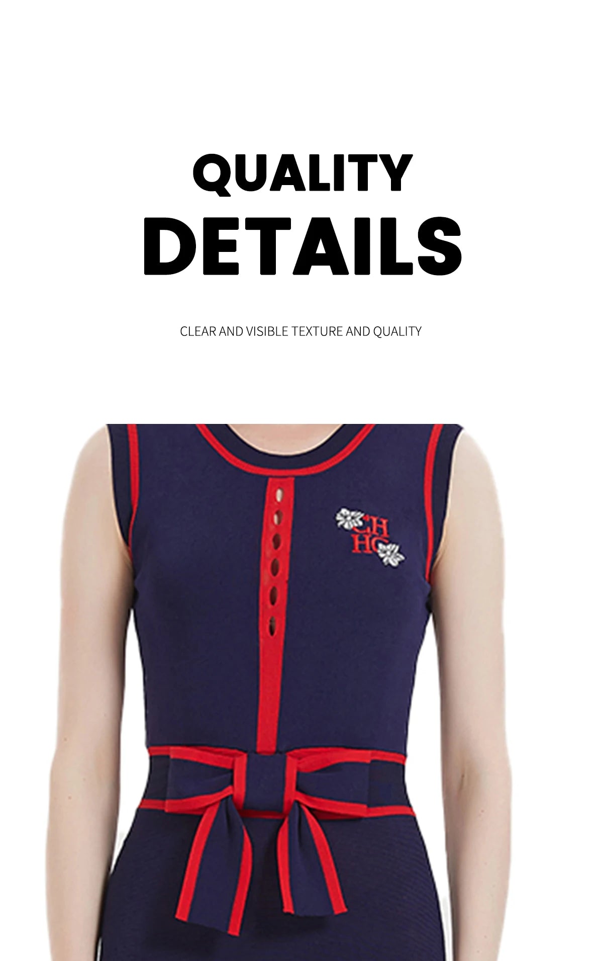 Women's Dress New Sleeveless Knitted Long Dress Simple navy blue Business