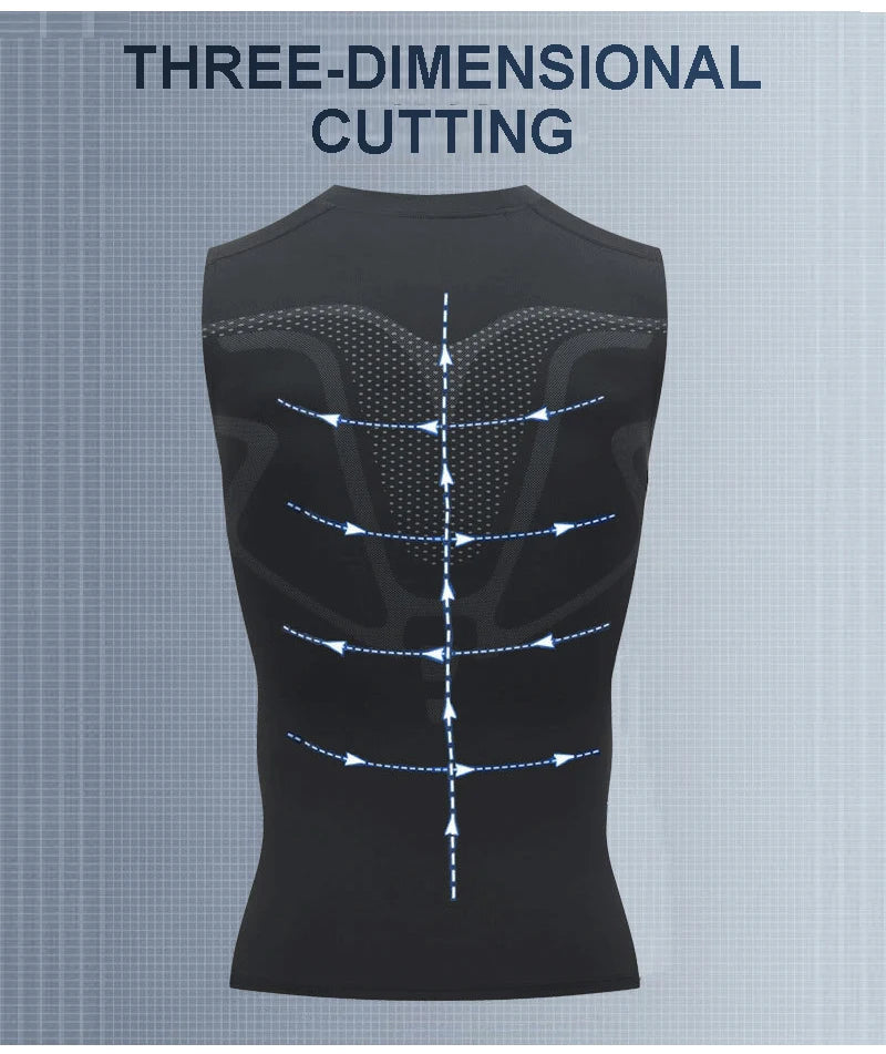 Men’s Sci-Fi Print Black Sports Vest – Quick-Dry, Elastic Round Neck