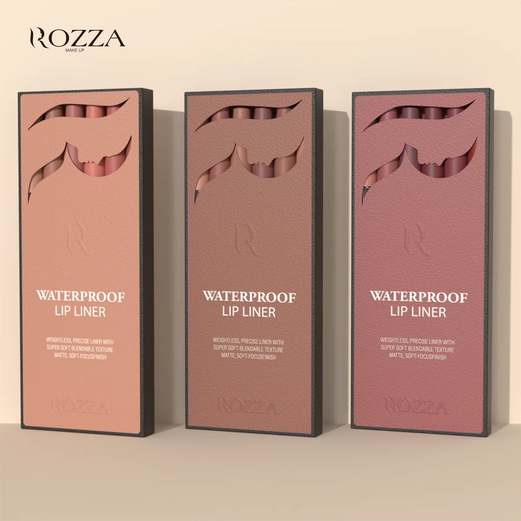 Rozza Waterproof Lip Liner Set – weightless, precise, soft, blendable matte texture