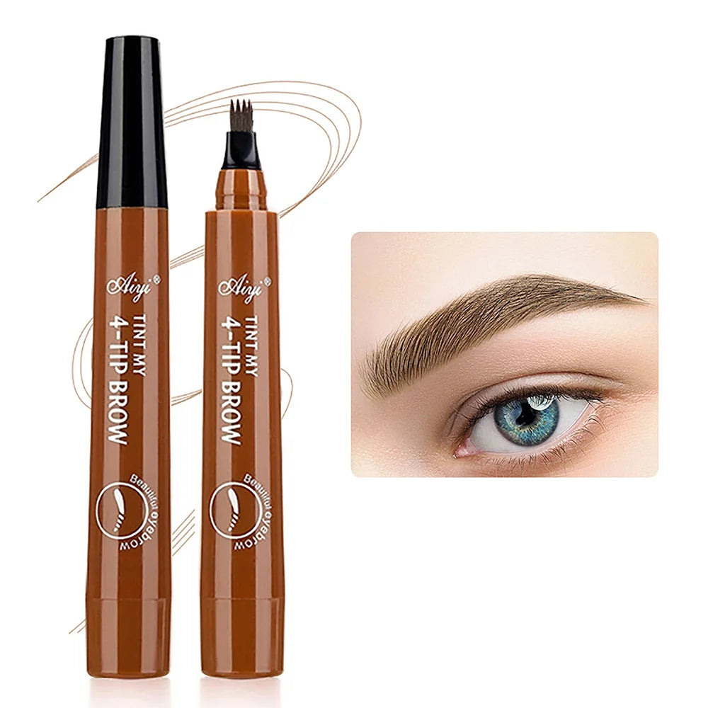 Four-pronged, long-lasting, water-resistant eyebrow pencil