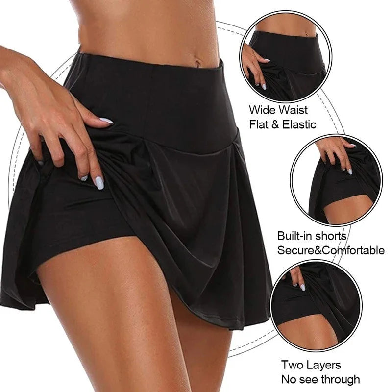 Women’s High-Waist Sports Skirt for Gym – Quick-Dry Tennis, Dance & Fitness Mini Skort