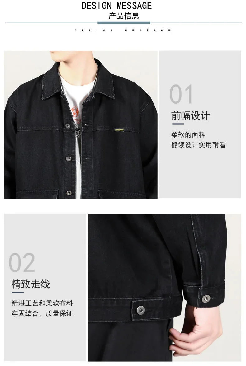 Men’s Casual Loose-Fit Denim Jacket – Spring/Autumn American Style