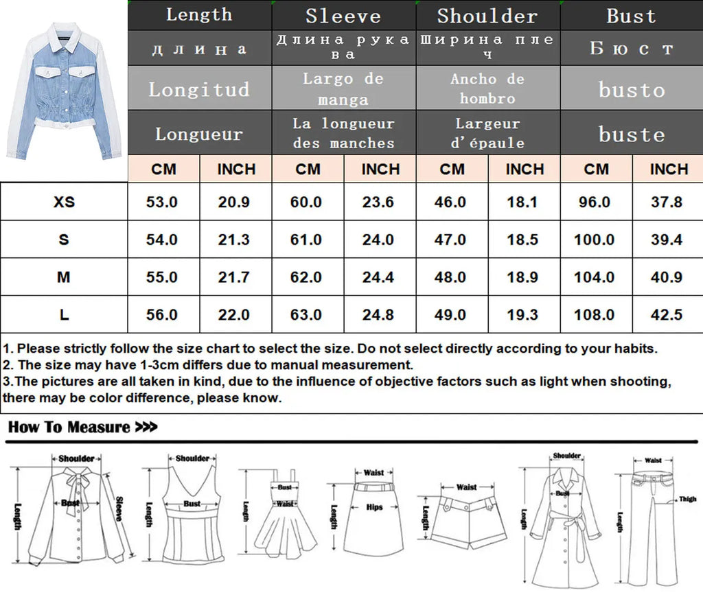 vintage denim women's outfit with a long-sleeve coat and wide-leg jeans