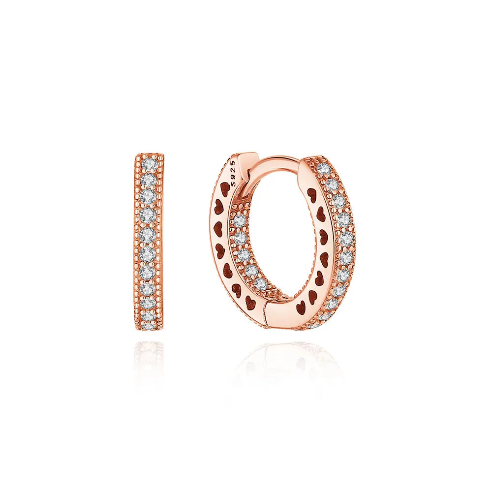 925 Sterling Silver Earrings – Stud & Hoop Set with Crystal, Heart, Crown, Bee & Infinity Designs