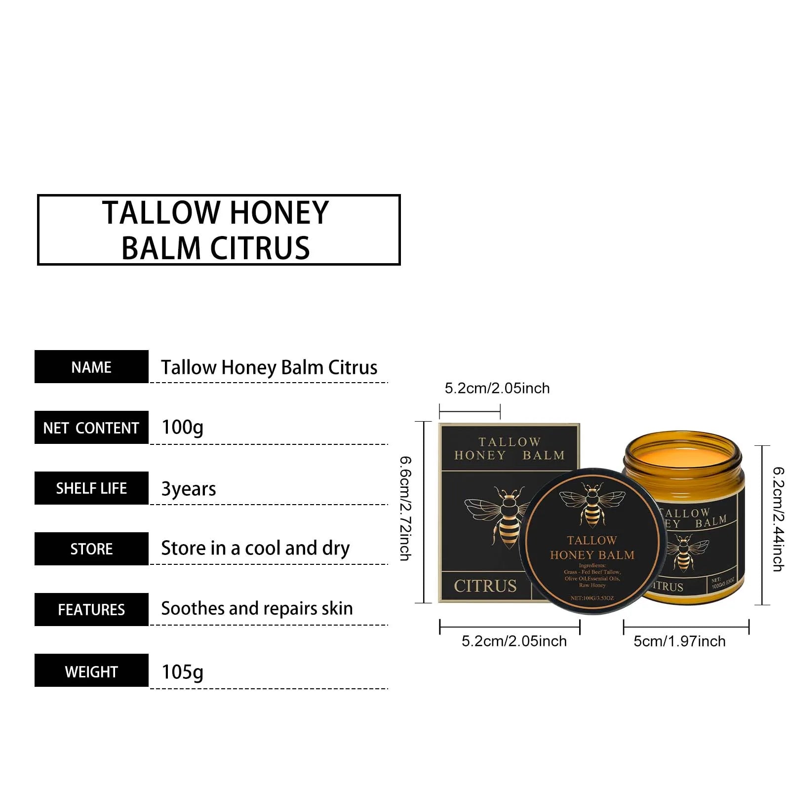 Tallow Honey Glow Cream – Hydrating & Firming Lotion for Face & Body