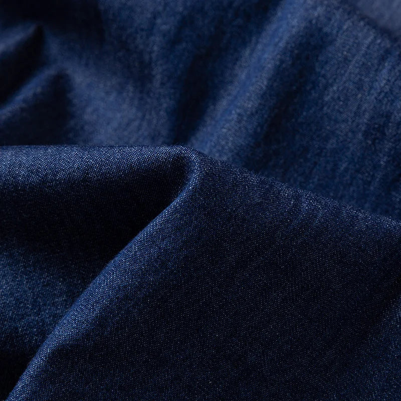 Men’s 100% Cotton Denim Shirt – Long Sleeve, Classic Fit, Pocket Design & Embroidery