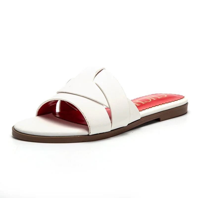 Women's Slippers Simple Cross Belt Design Beach Shoes