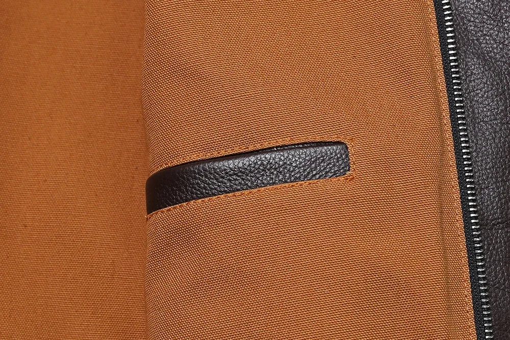 Men's A2-style genuine leather flight jacket made from cowhide and calfskin in brown