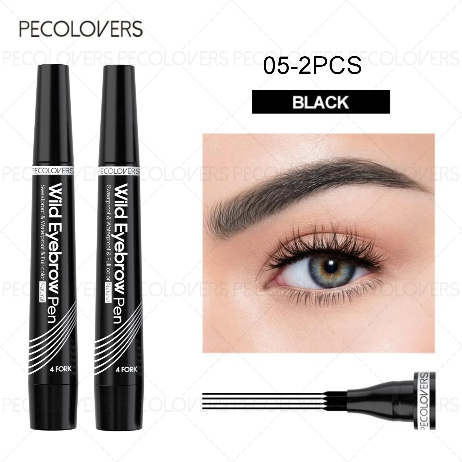 Waterproof 4-Tip Eyebrow Tattoo Pen – 6 Colors, Long-Lasting Liquid Brow Pencil