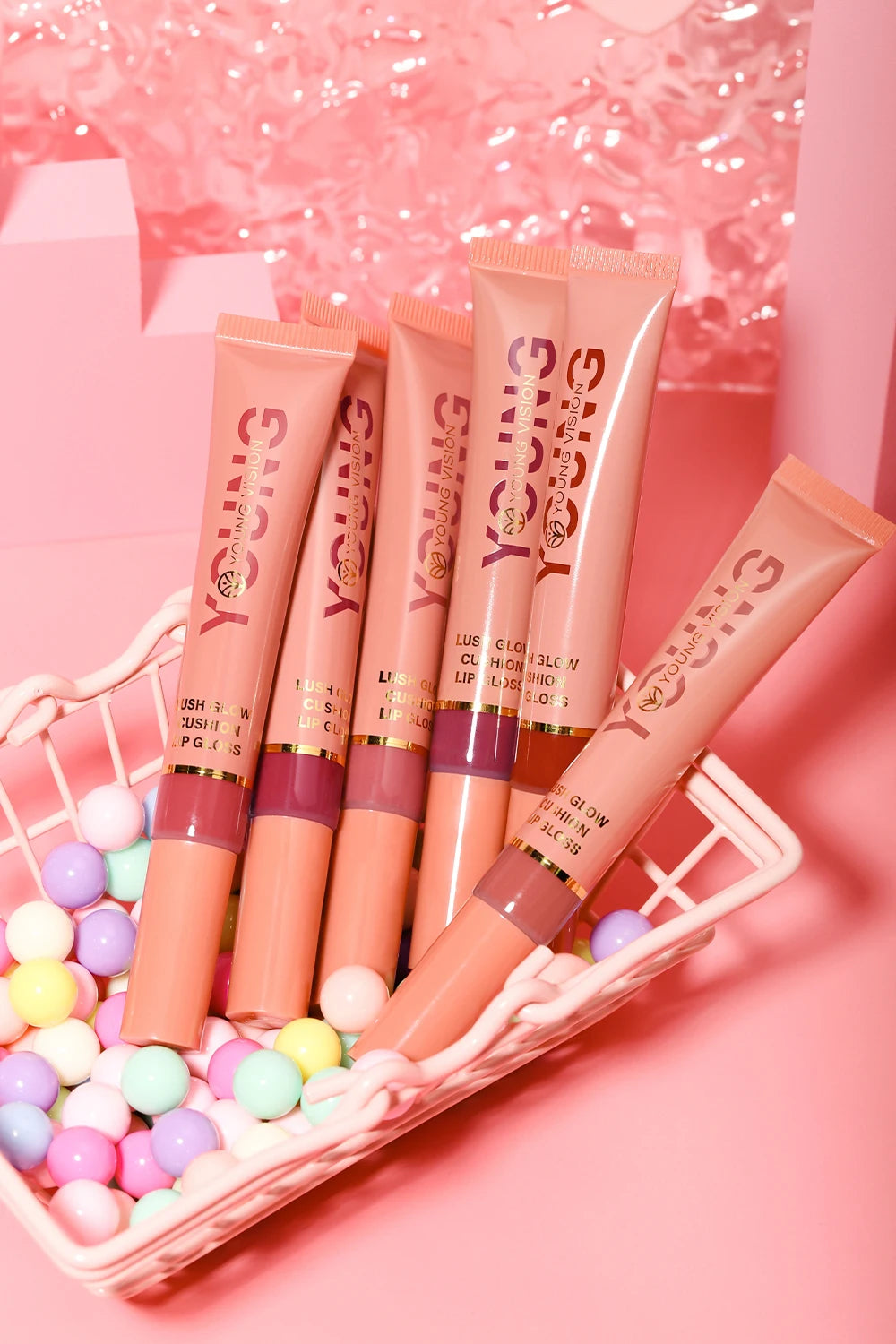 YOUNG VISION 6-Color Liquid Lip Gloss – Brightening, Moisturizing with Plush Brush