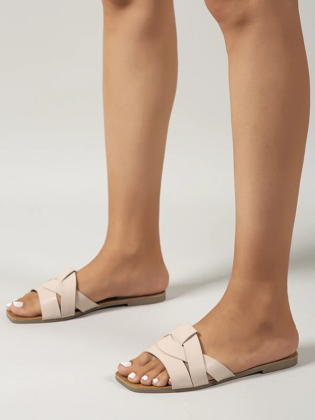 Hot Selling Summer Sandals – Women's Metal Square Toe Flats with Low Heel