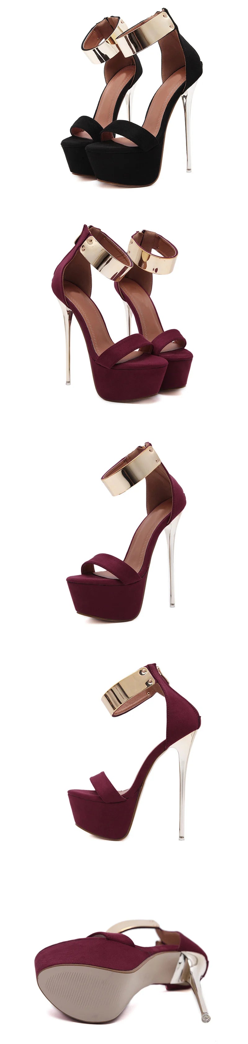 Liyke Women's 16cm Platform Heels – Metal Ankle Strap Party Sandals