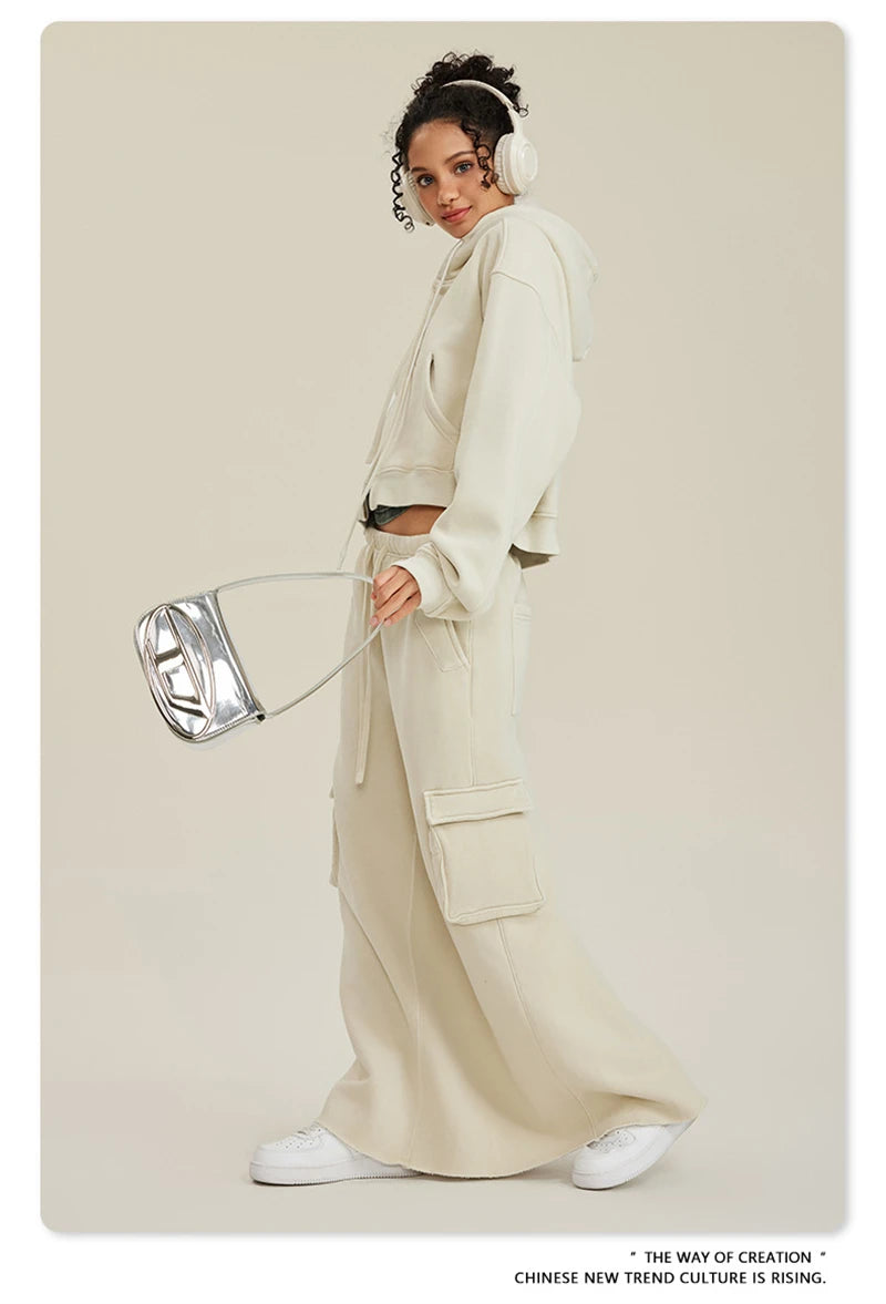 Women’s Fleece Zip Hoodie – HY0448 355gsm, thick, cropped, hooded, loose fit